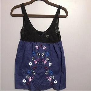 Intimately FP Black Lace Floral Embroidered Top M